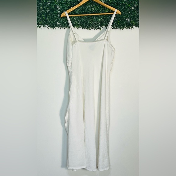Ashley Stewart Dress Women Plus 1X Slip Midi Linen Blend Layered Lined White - Picture 4 of 12